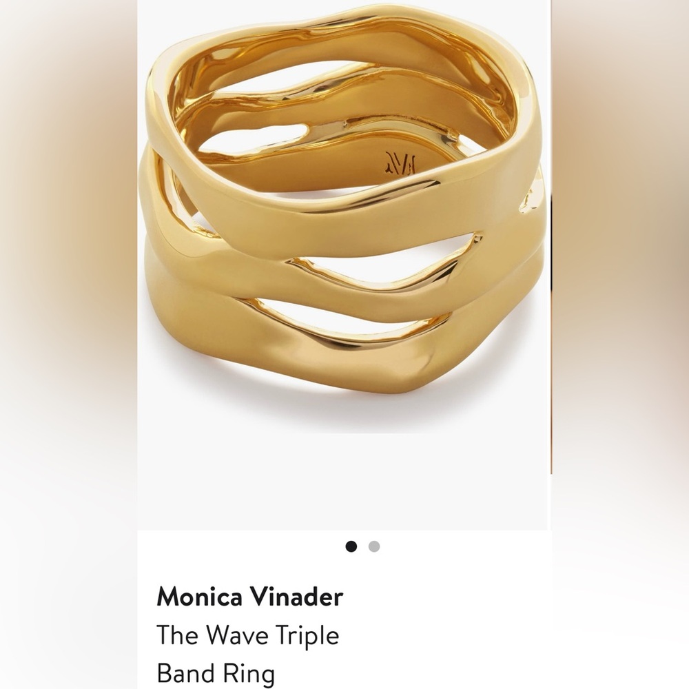 Monica Vinader 18k Vermeil Gold Wave Triple Band Ring